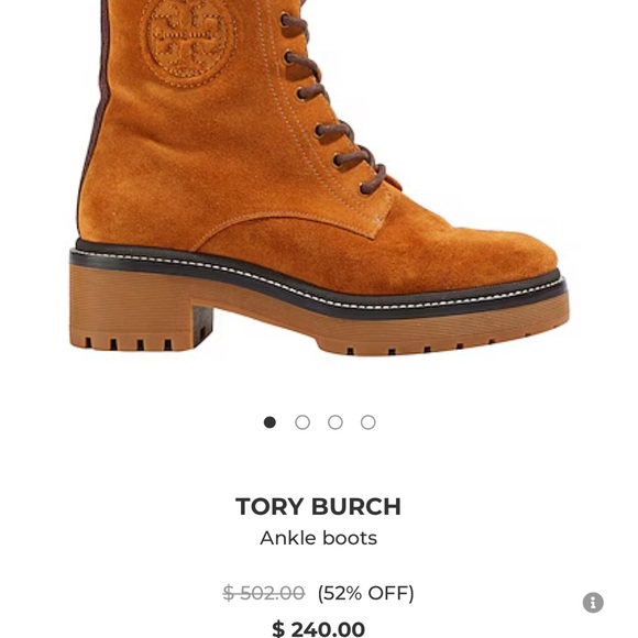 TORY BURCH Miller embossed suede combat boots - Picture 4 of 4